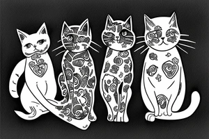trio, small, cats tattoo idea
