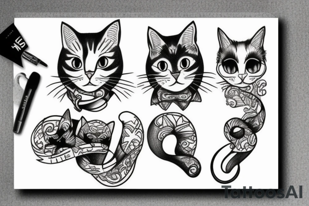 trio, cats tattoo idea