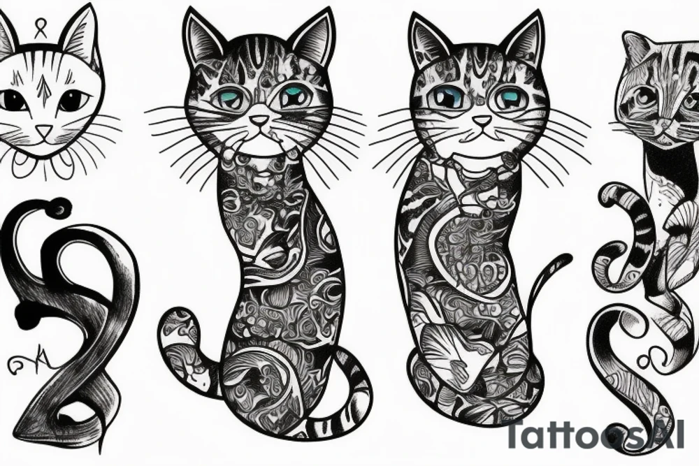 trio, cats tattoo idea