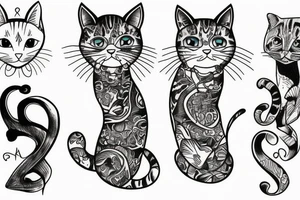 trio, cats tattoo idea