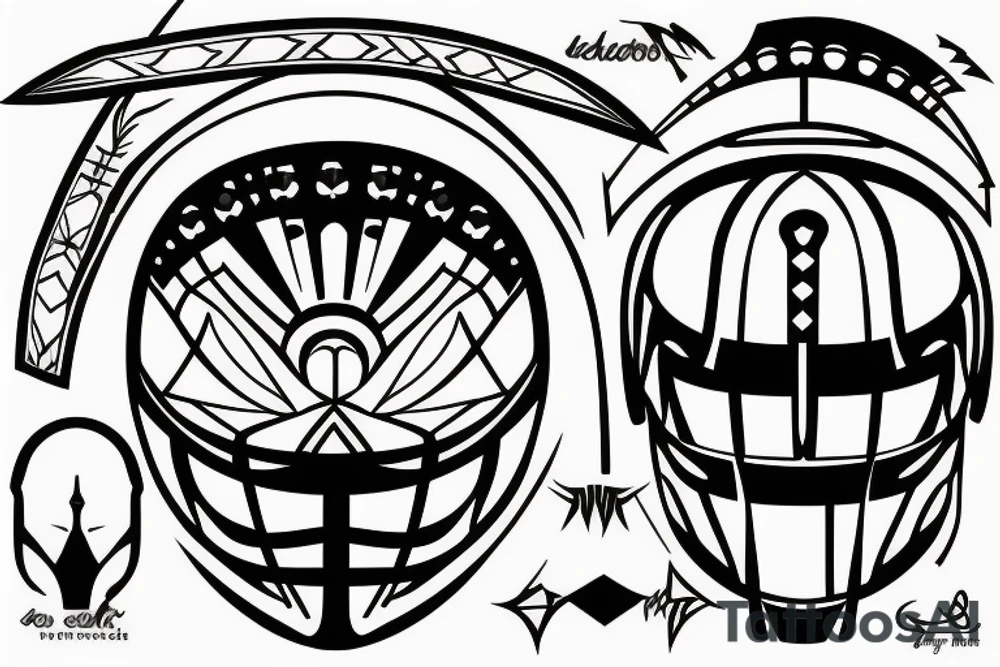 Minimalist design of the helmet from the movie 'Gladiator' tattoo idea