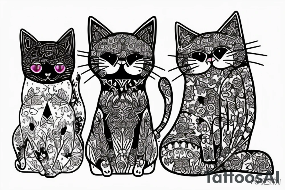 trio, cat, russia tattoo idea