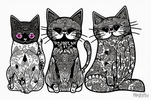 trio, cat, russia tattoo idea