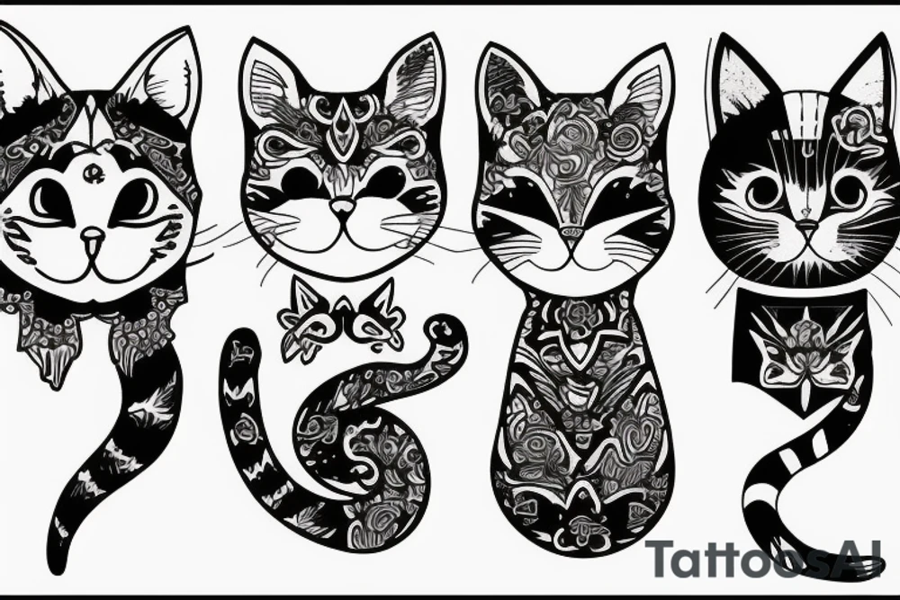 trio, cat, russia tattoo idea