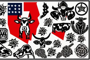 Arizona flag with cow skull and cactus tattoo idea