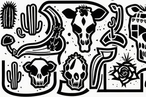 Arizona flag with cow skull and cactus tattoo idea