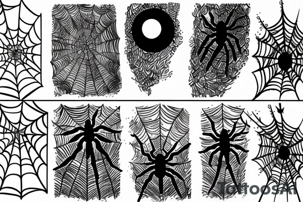 moon with spider web tattoo idea