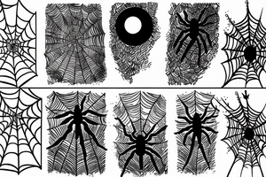 moon with spider web tattoo idea