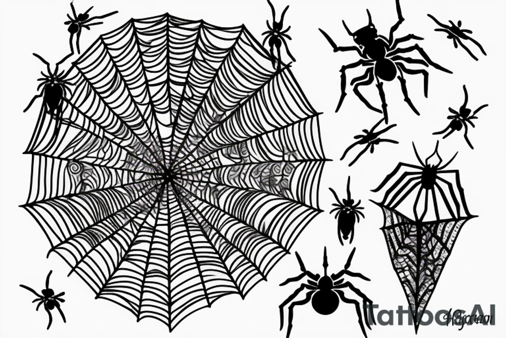 moon with spider web tattoo idea