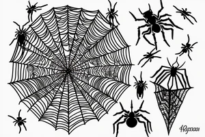 moon with spider web tattoo idea