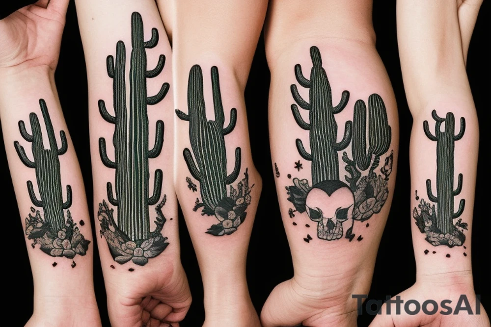 Saguaro cactus, with cow skull in the foreground tattoo idea