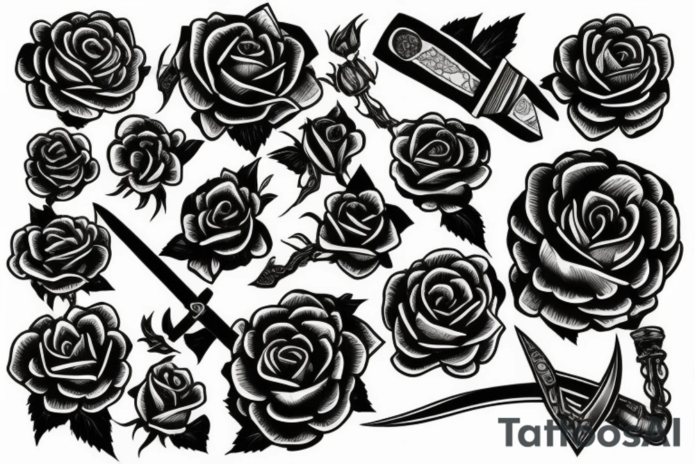 sword through rose tattoo idea