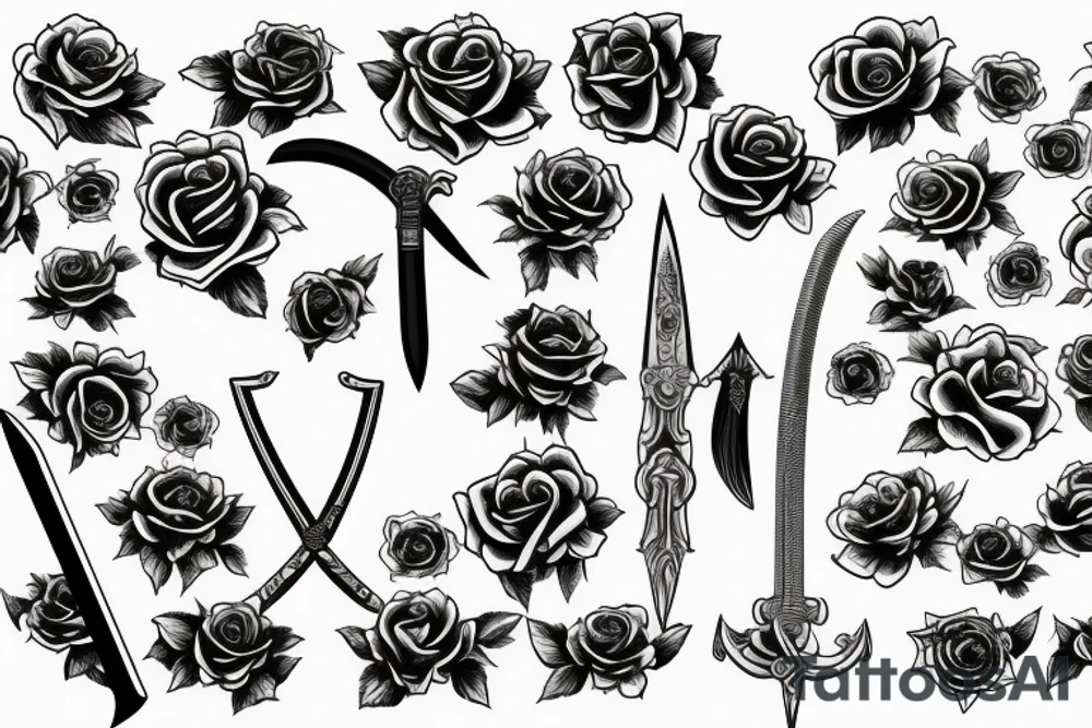 sword through rose tattoo idea