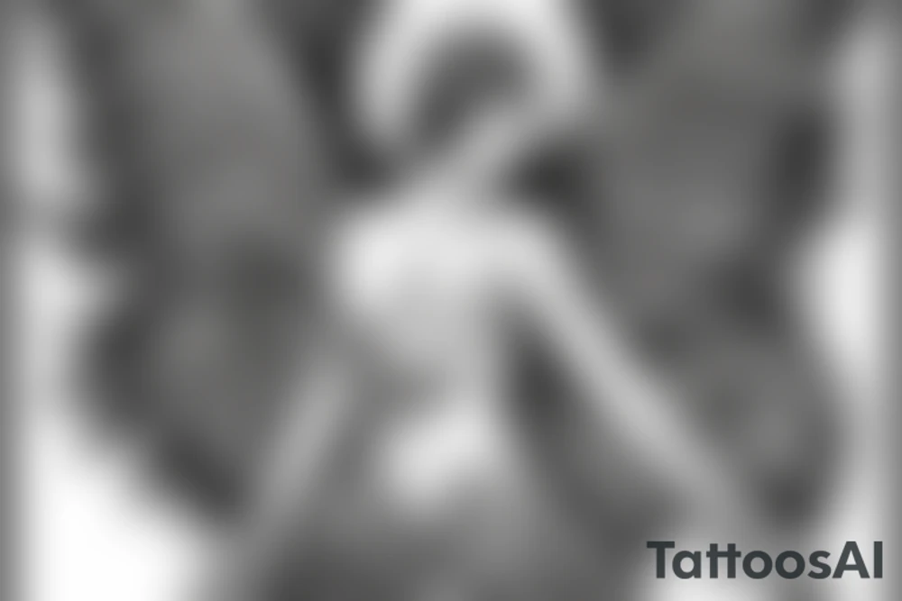 Mythology angel with sun rays from the sky tattoo idea