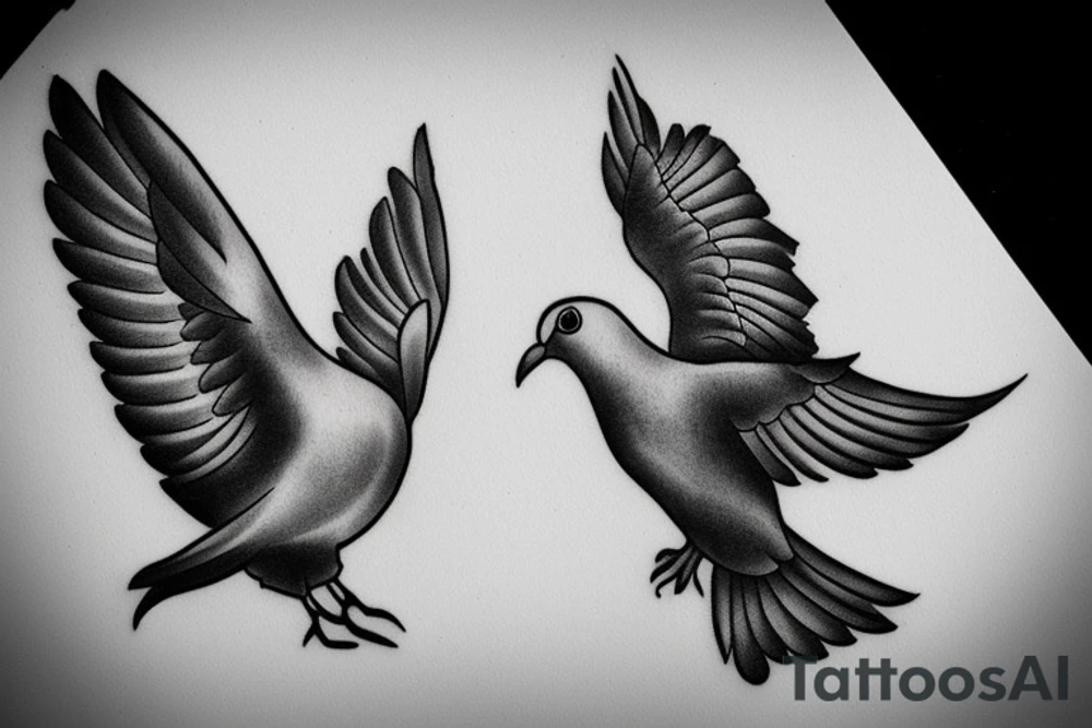 a dove and a raven tattoo idea