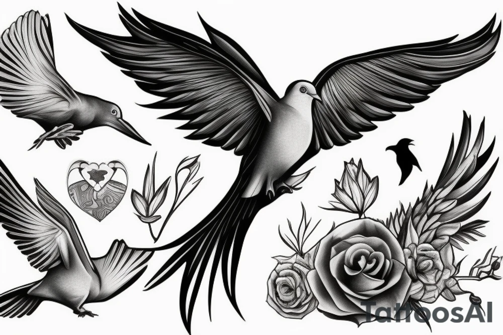 a dove and a raven tattoo idea