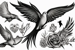 a dove and a raven tattoo idea