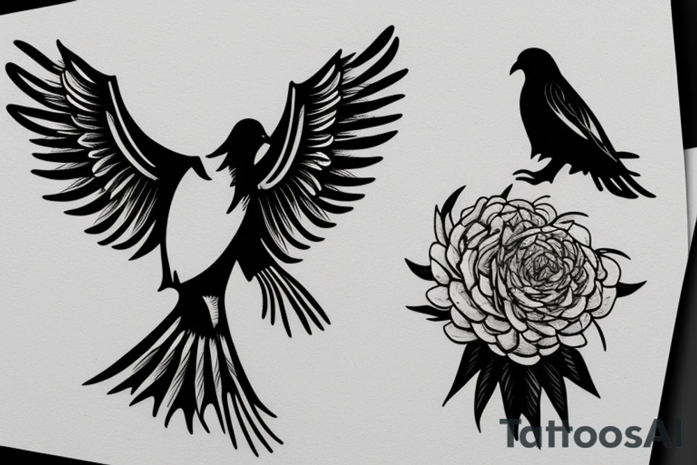 a dove and a raven facing each other tattoo idea