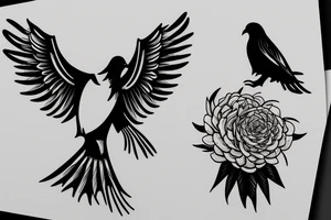 a dove and a raven facing each other tattoo idea