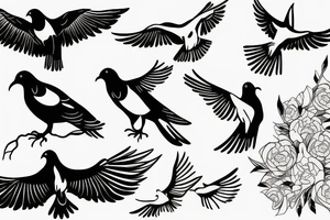 a dove and a raven facing each other tattoo idea