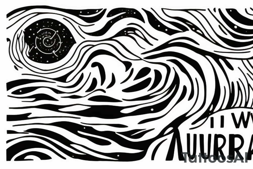 an small fine line abstract of the line “ I want auroras and sad prose” from the lakes by taylor swift tattoo idea