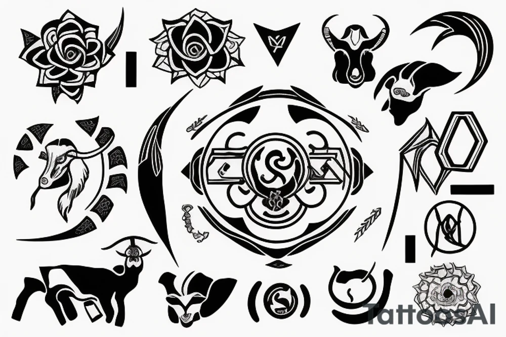 Saturn symbol with a goat tattoo idea