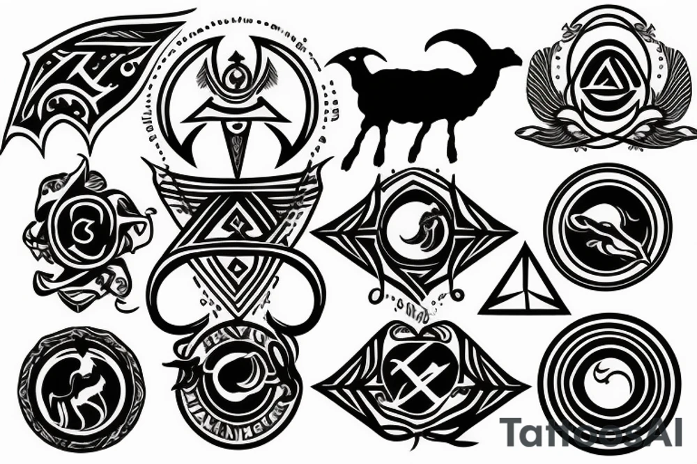 Saturn symbol with a goat tattoo idea