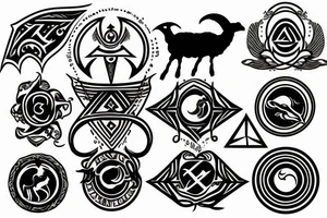 Saturn symbol with a goat tattoo idea
