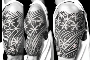cover the whole left arm.
2 seasons one with summer beach waves surfboard and one winter with skis snowflake also add a soccer ball tattoo idea