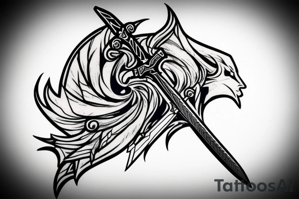 Fineline Witcher heart sword tattoo idea