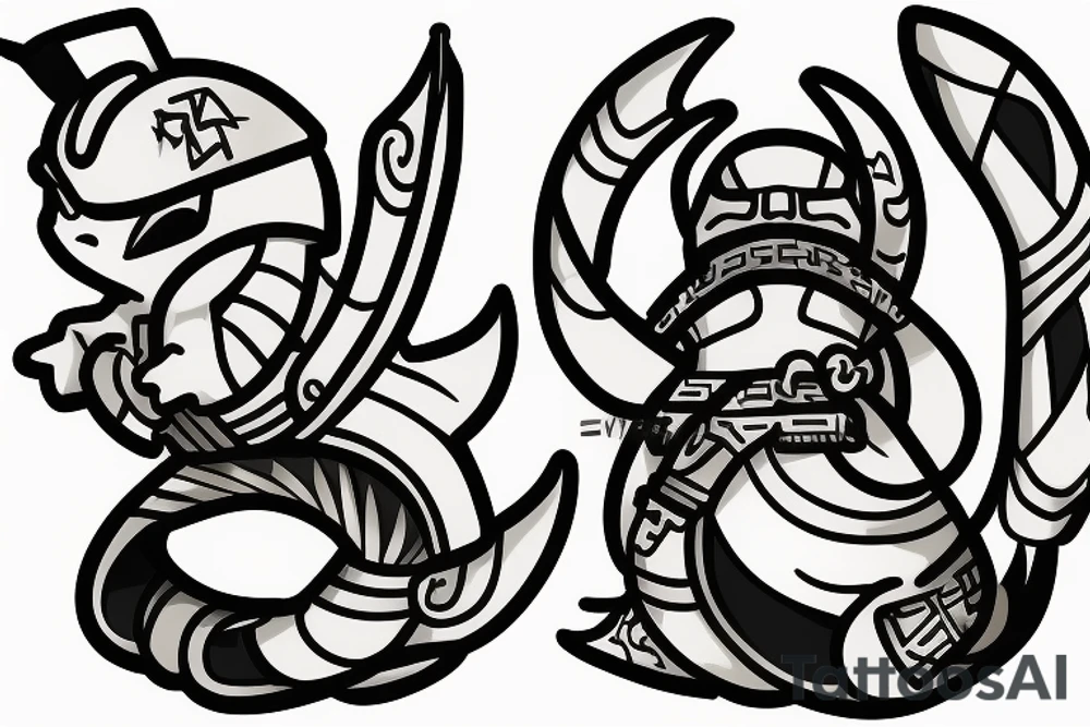 Cyndaquil samurai style tattoo idea