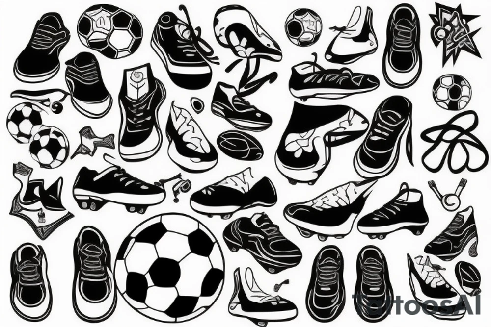 Soccer ball and soccer shoes tattoo idea