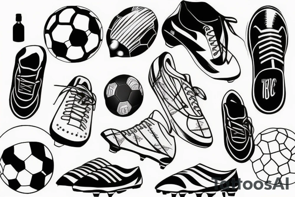 Soccer ball and soccer shoes tattoo idea