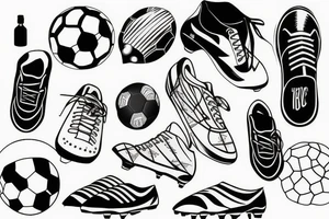 Soccer ball and soccer shoes tattoo idea