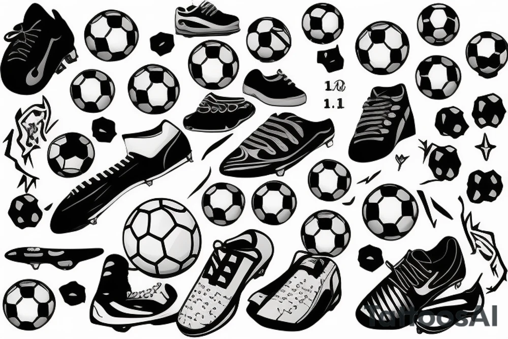 Soccer ball and soccer shoes tattoo idea