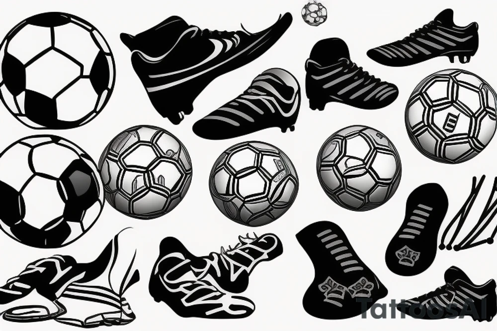 Soccer ball and soccer shoes tattoo idea