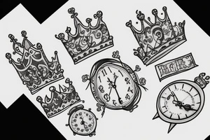5 babies, crowns and clocks tattoo idea