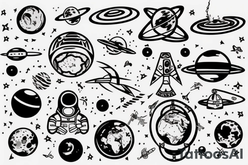 astronaut earth space tattoo idea