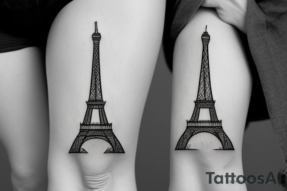 Eiffel tower line tattoo with cycling tattoo idea