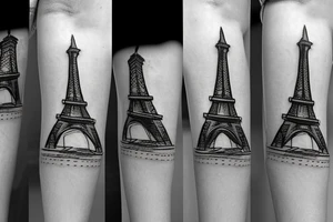 Eiffel tower line tattoo with cycling tattoo idea