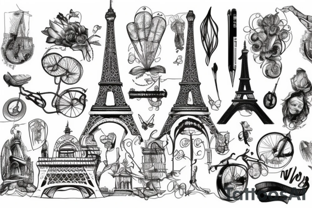 cycling and Eiffel tower tattoo idea