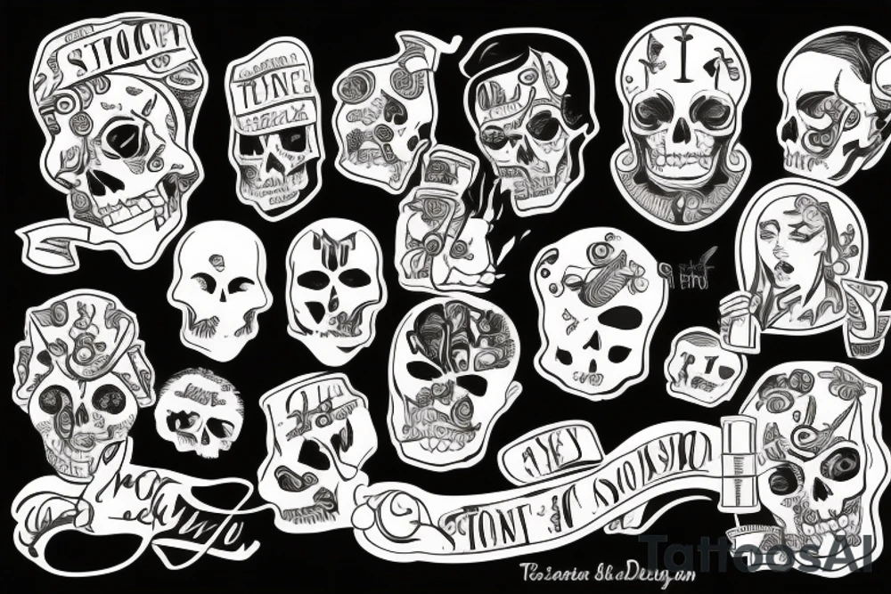 scritta trust no one con teschio tattoo idea