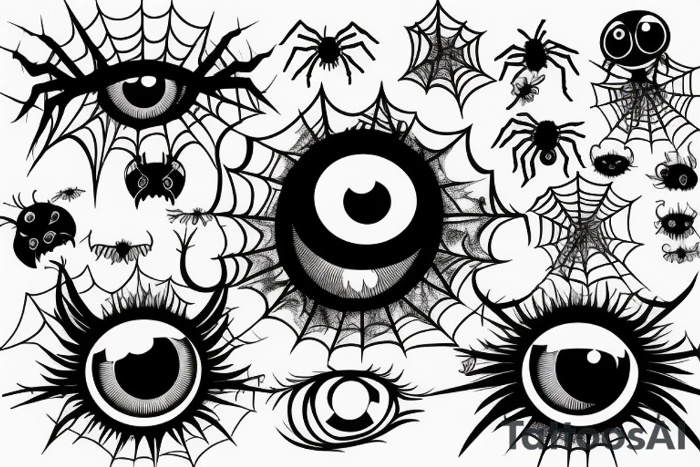 gothic spider with one big eye tattoo idea