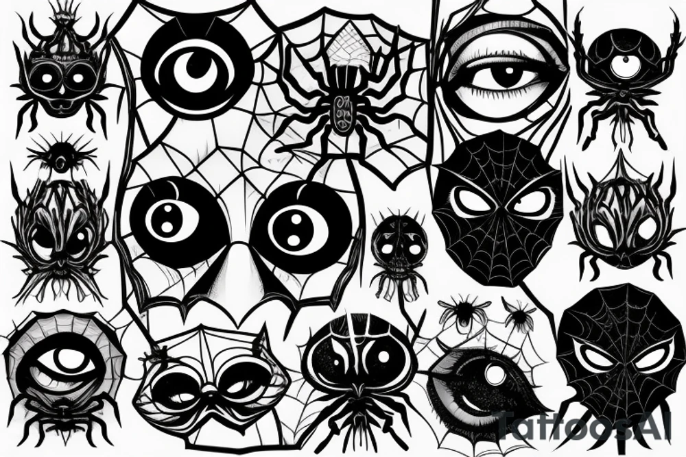 gothic spider with one big eye tattoo idea