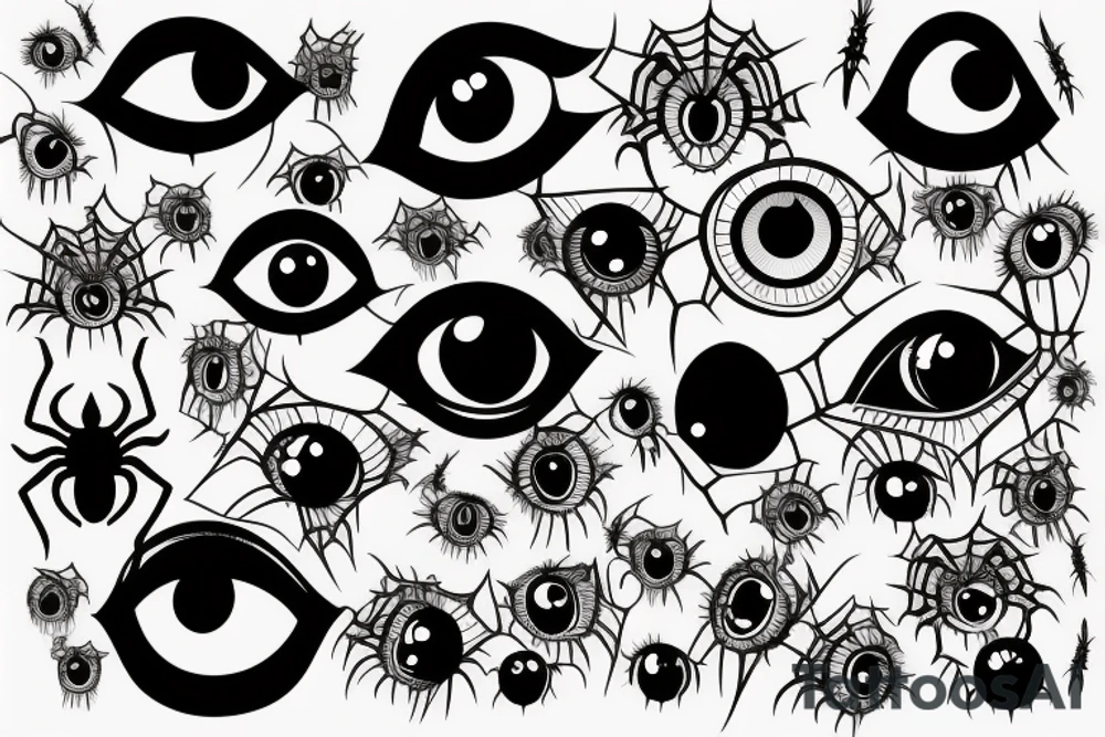gothic spider with one big eye tattoo idea