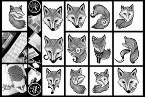 Whimsical fox with libra symbol tattoo idea