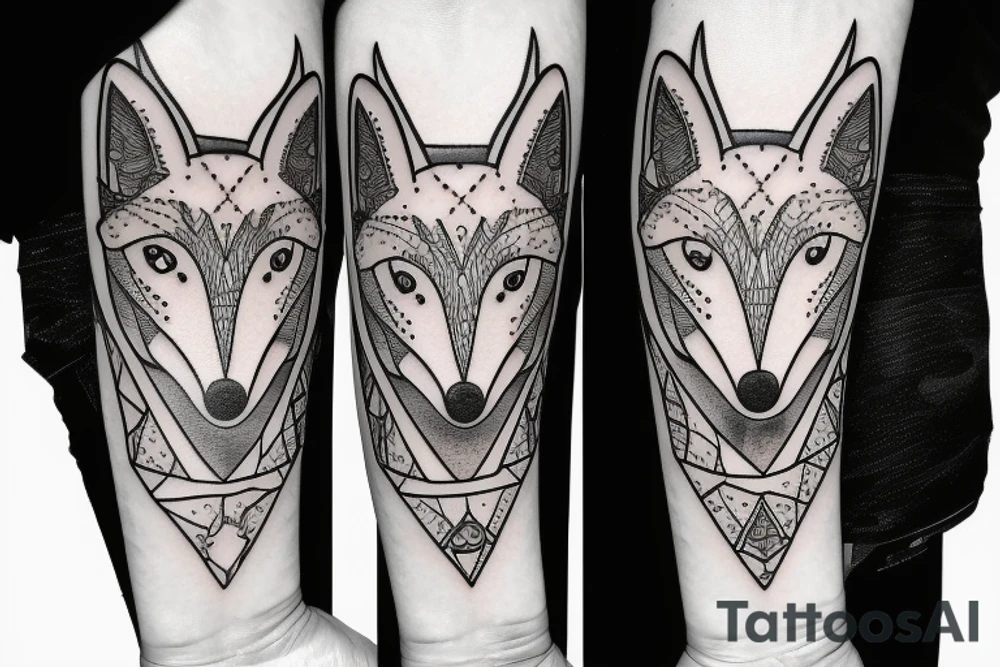 Whimsical fox with libra symbol tattoo idea