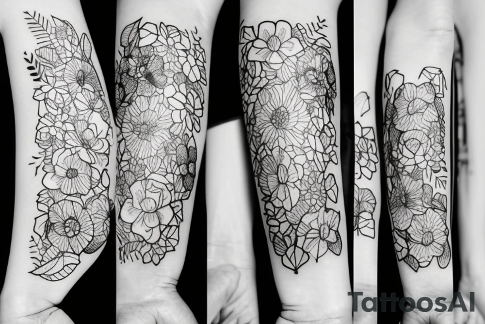 The words “why not?” With line art flowers around it tattoo idea