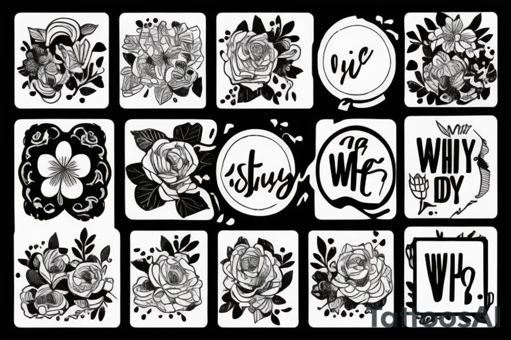 The words “why not?” With line art flowers around it tattoo idea