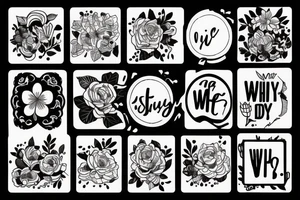 The words “why not?” With line art flowers around it tattoo idea